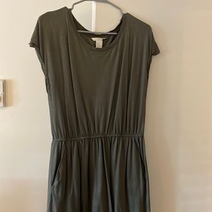 H&M Olive Green Cap Sleeve Dress